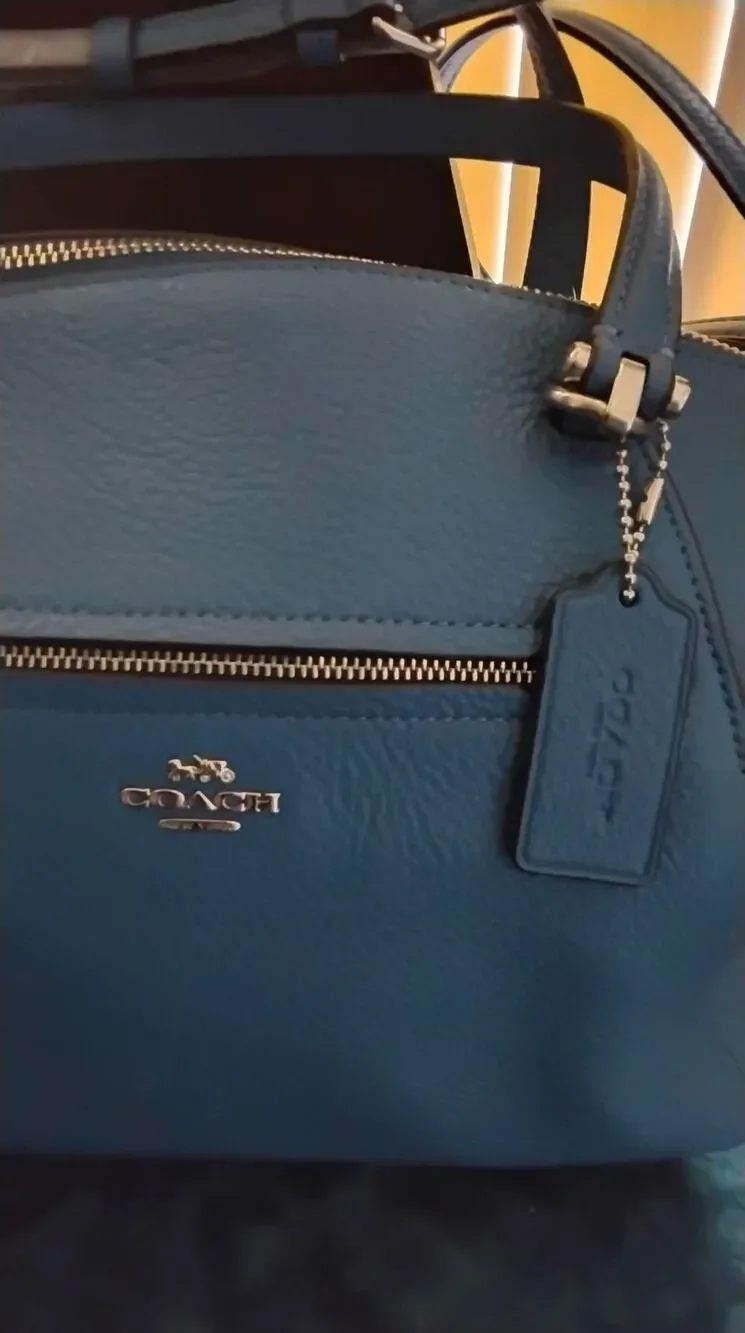 NWT~COACH Polished Pebble Leather Prairie Satchel in Cobalt Blue~$328 tag~